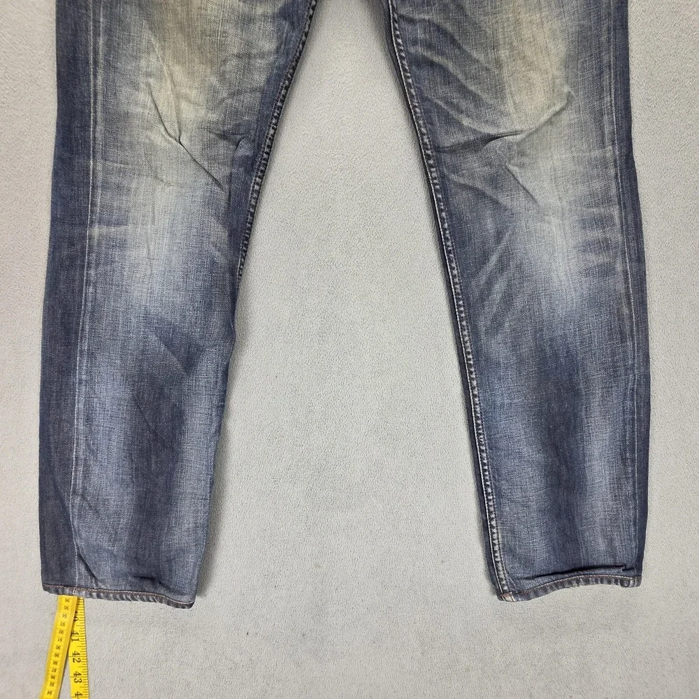 Diesel Jeans Mens 30x34 Blue Larkee-T Regular Tapered Button Altered Hem 0886S